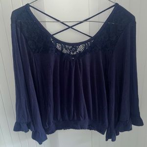 Blue Bohemian Floral Blouse